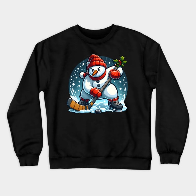 Holiday snowman ice hockey Crewneck Sweatshirt by SergioCoelho_Arts